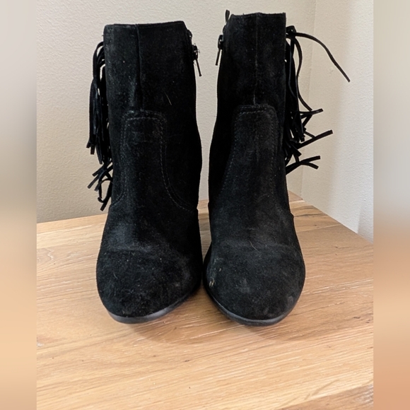 H&M Women's Black Suede Ankle Boots w/ Fringe Detail, Sz 9.5 - Picture 3 of 8